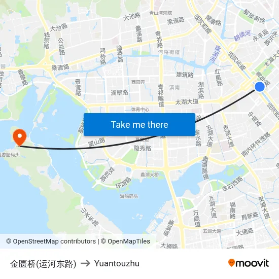 Jingui Bridge (East Canal Road) to Yuantouzhu map