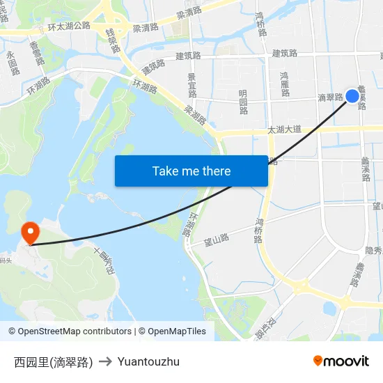 Xiyuan Li (Dicui Road) to Yuantouzhu map