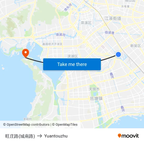 旺庄路(城南路) to Yuantouzhu map