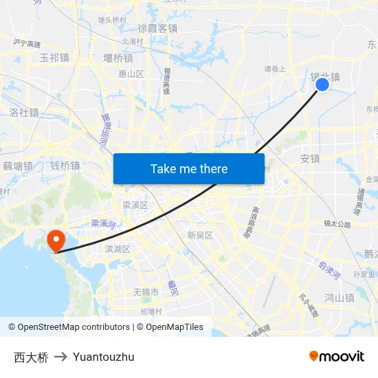 West Bridge to Yuantouzhu map
