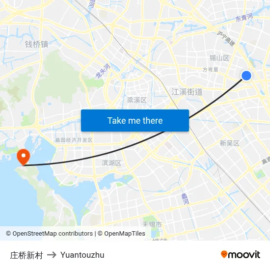 庄桥新村 to Yuantouzhu map