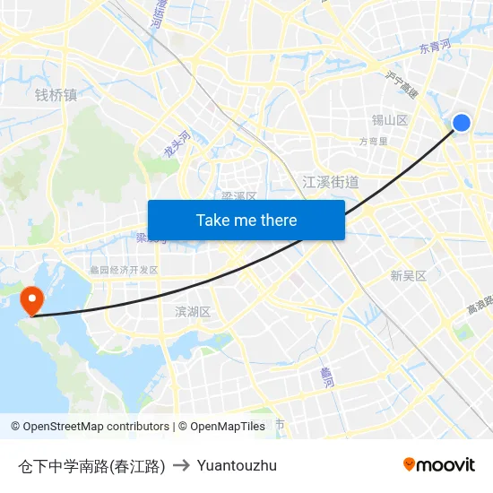 Crangxia Middle School South Road (Chunjiang Road) to Yuantouzhu map