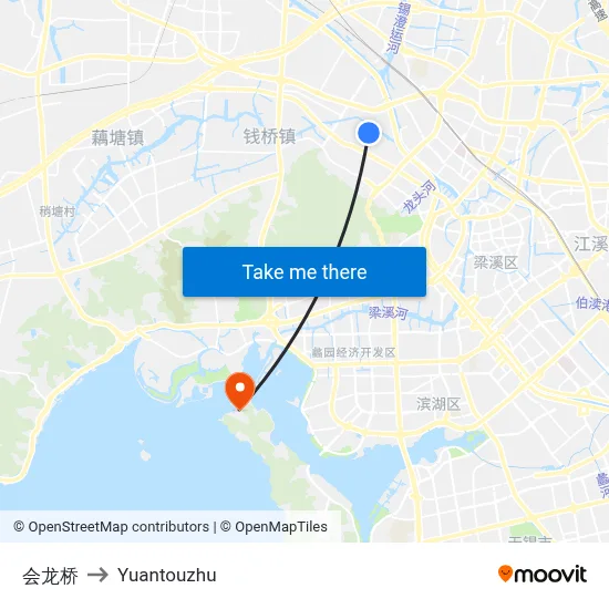 Huilong Bridge to Yuantouzhu map