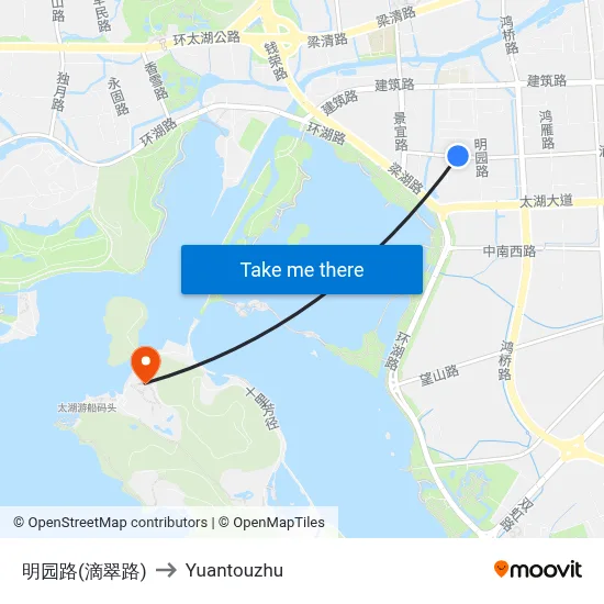 Mingyuan Road (Dicui Road) to Yuantouzhu map