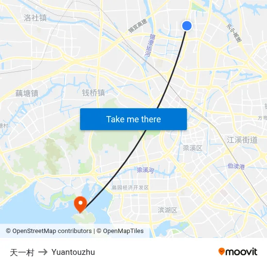 天一村 to Yuantouzhu map