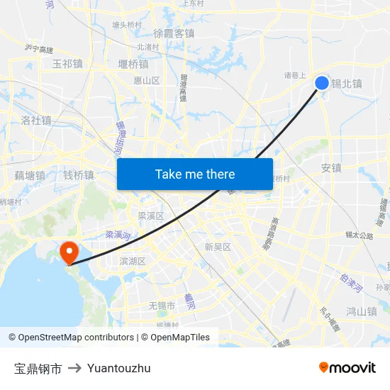 Baoding Steel Market to Yuantouzhu map