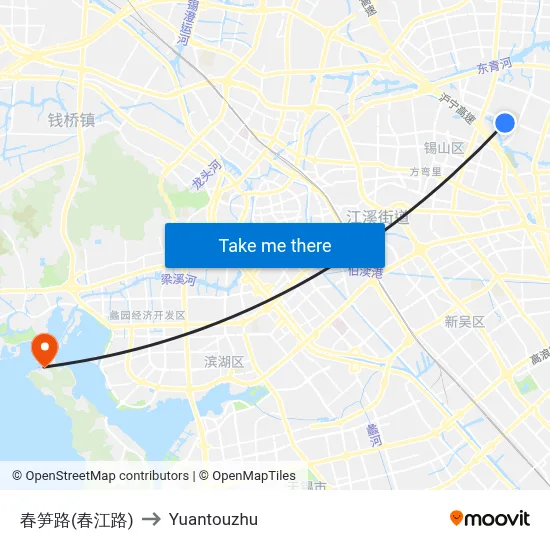 Chunsun Road (Chunjiang Road) to Yuantouzhu map