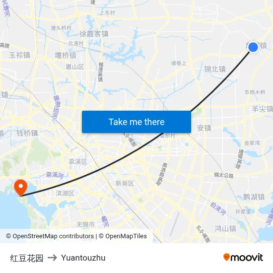 Red Bean Garden to Yuantouzhu map