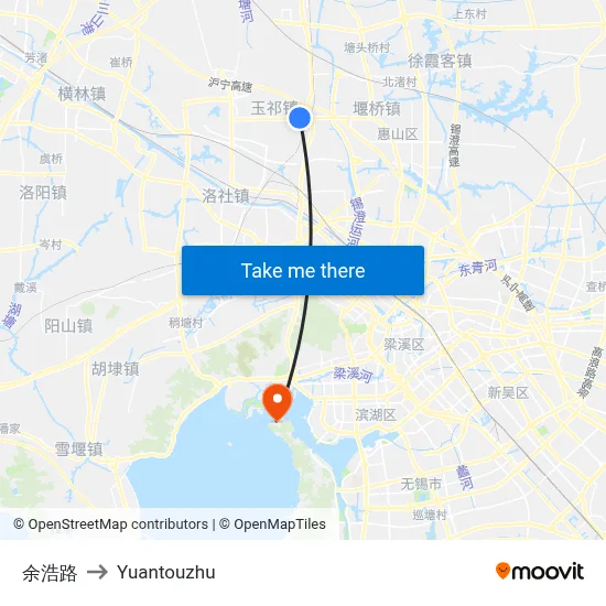 余浩路 to Yuantouzhu map