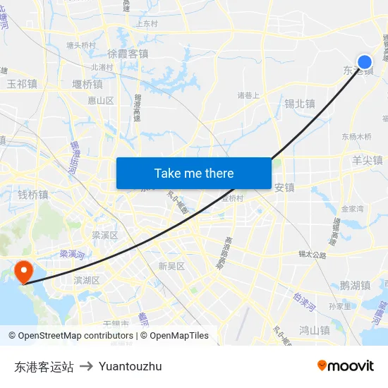 东港客运站 to Yuantouzhu map