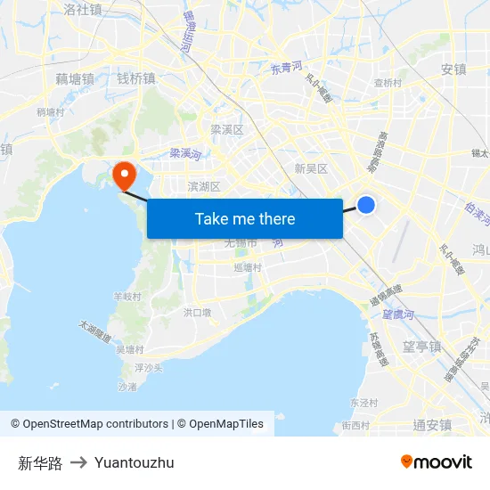 新华路 to Yuantouzhu map