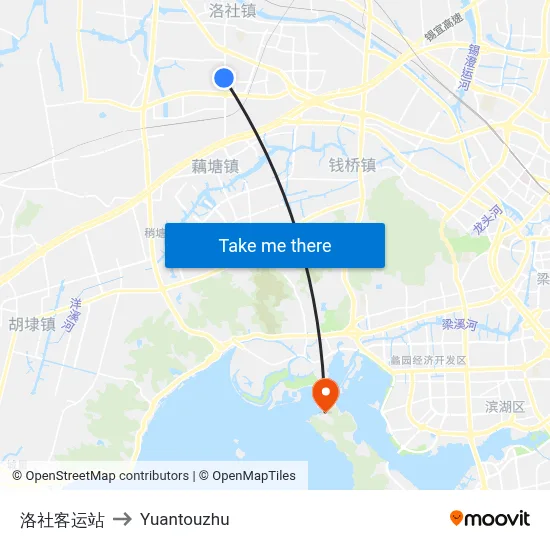 洛社客运站 to Yuantouzhu map