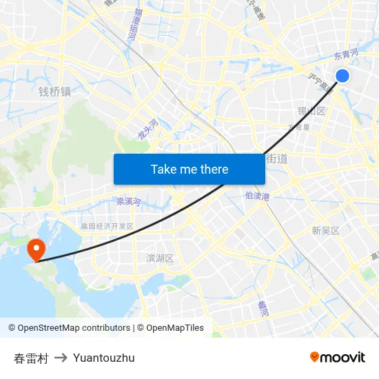 春雷村 to Yuantouzhu map