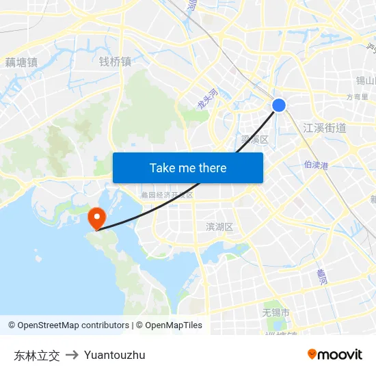 Donglin Interchange to Yuantouzhu map