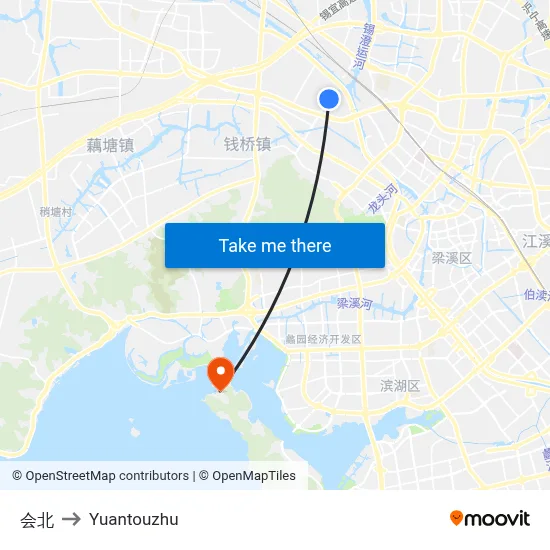Hui North to Yuantouzhu map