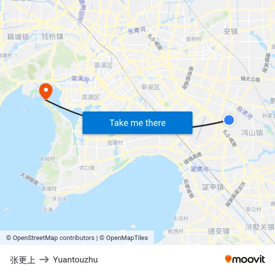 Zhang Gengshang to Yuantouzhu map