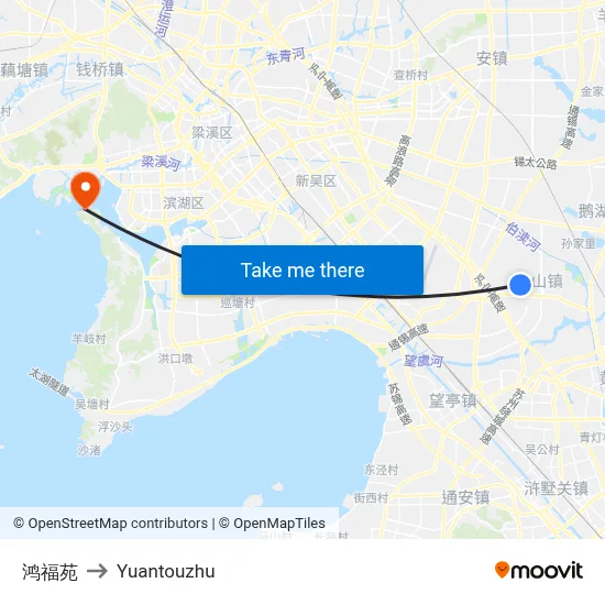 Hongfu Yuan to Yuantouzhu map