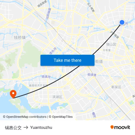 Xihui Bus to Yuantouzhu map