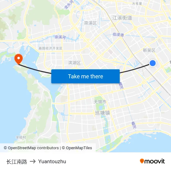 长江南路 to Yuantouzhu map