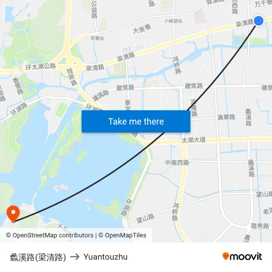 Lixi Road (Liangqing Road) to Yuantouzhu map