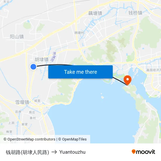 Qianhu Road (Hudi People's Road) to Yuantouzhu map