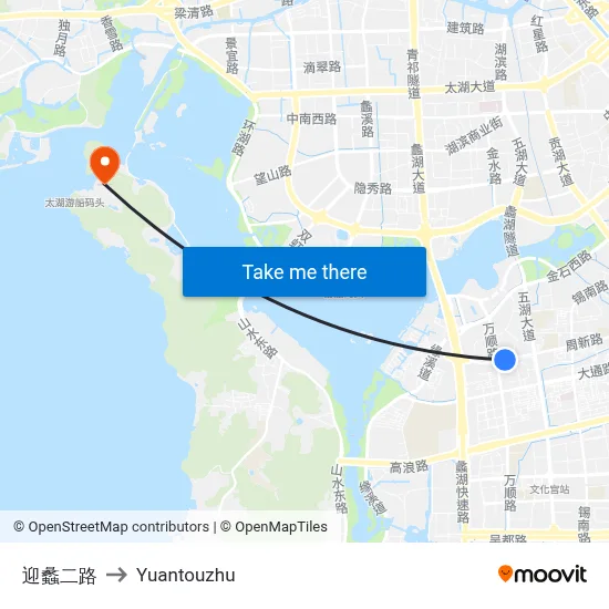 迎蠡二路 to Yuantouzhu map
