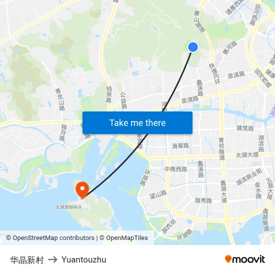 Huajing New Village to Yuantouzhu map