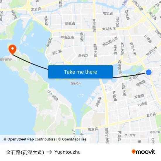 金石路(贡湖大道) to Yuantouzhu map