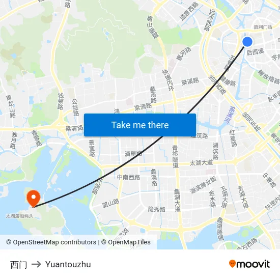 West Gate to Yuantouzhu map