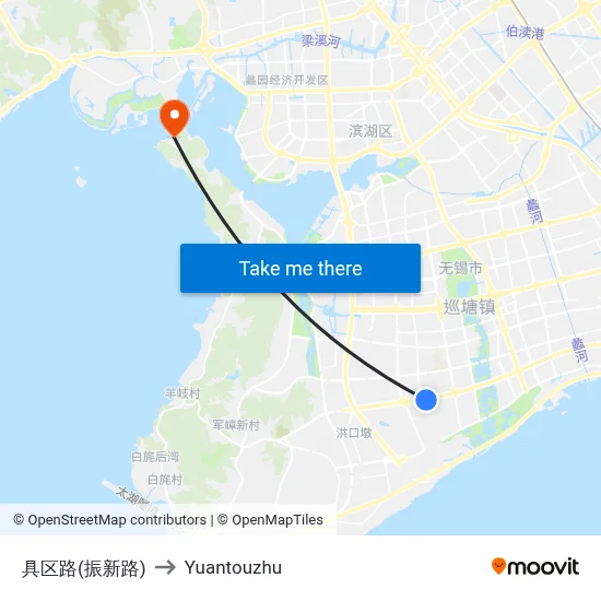 Juqu Road (Zhenxin Road) to Yuantouzhu map