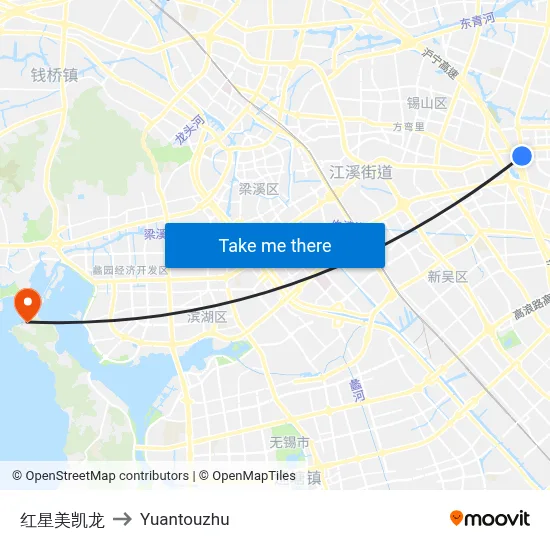 Red Star Macalline to Yuantouzhu map