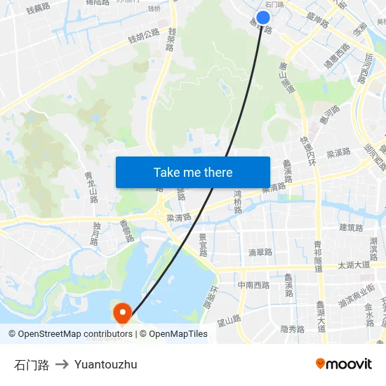 石门路 to Yuantouzhu map