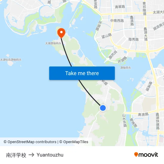Nanyang School to Yuantouzhu map