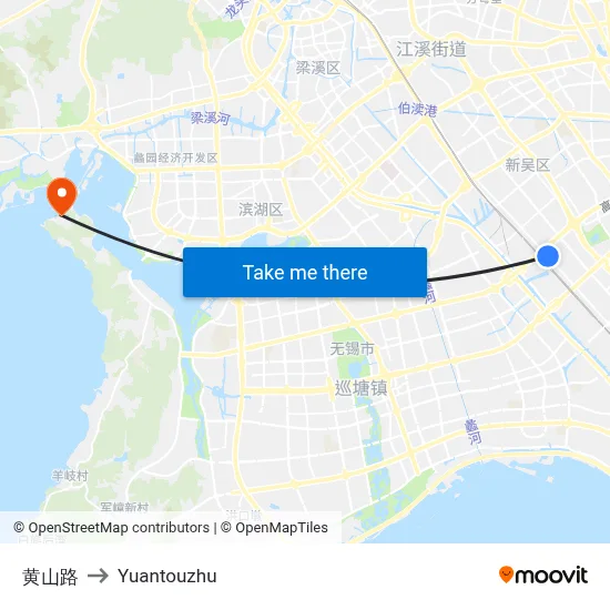 黄山路 to Yuantouzhu map