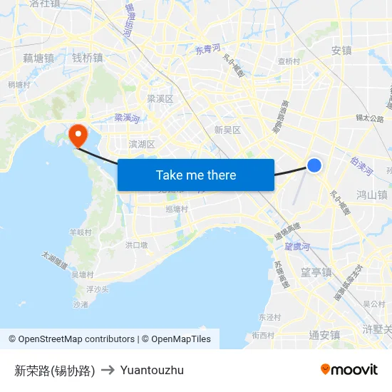 Xinrong Road (Xixie Road) to Yuantouzhu map