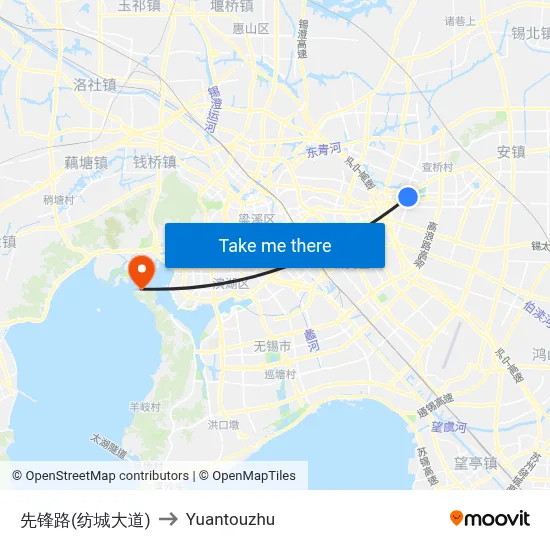 Xianfeng Road (Fangcheng Avenue) to Yuantouzhu map