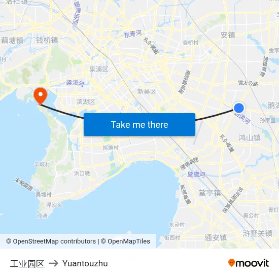 Industrial Park to Yuantouzhu map