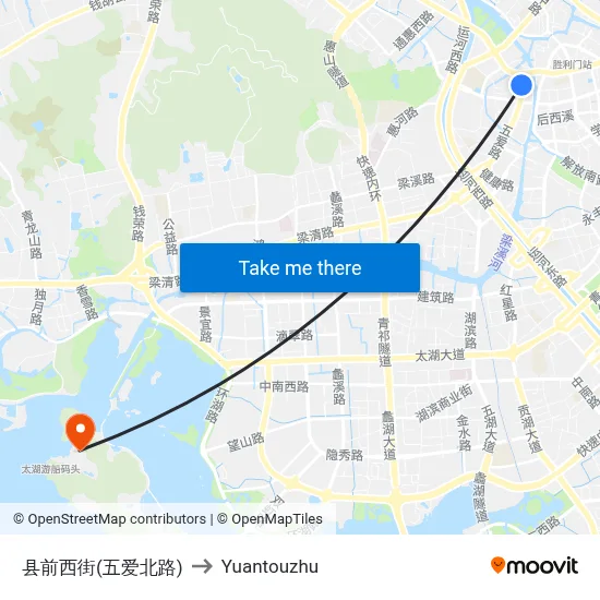 县前西街(五爱北路) to Yuantouzhu map