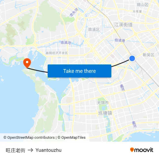 旺庄老街 to Yuantouzhu map