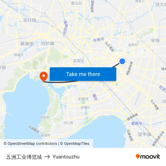Wu Zhou Industrial Expo City to Yuantouzhu map