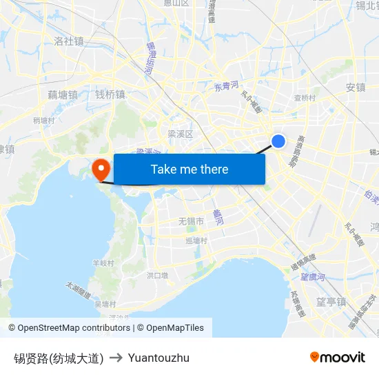 锡贤路(纺城大道) to Yuantouzhu map