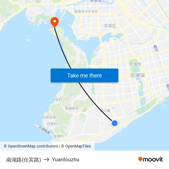 南湖路(任宾路) to Yuantouzhu map