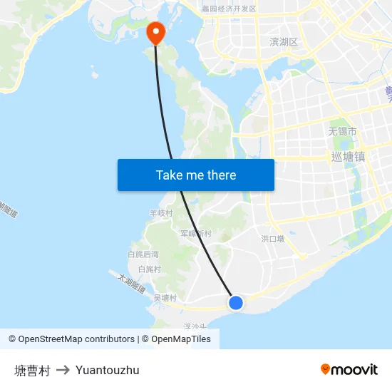 塘曹村 to Yuantouzhu map
