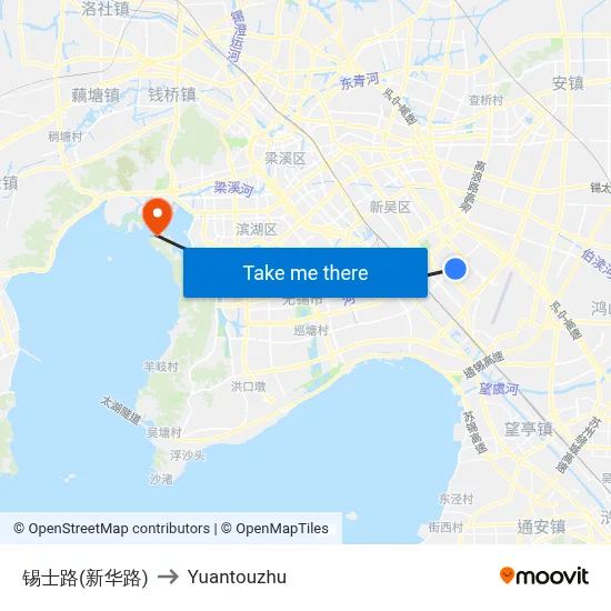 锡士路(新华路) to Yuantouzhu map