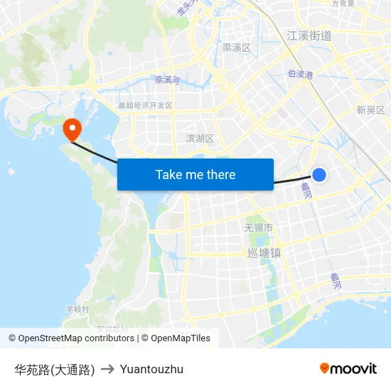 Huayuan Road (Datong Road) to Yuantouzhu map