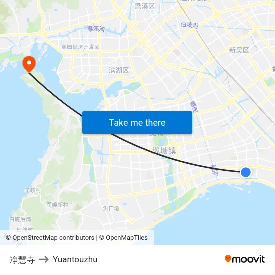 净慧寺 to Yuantouzhu map