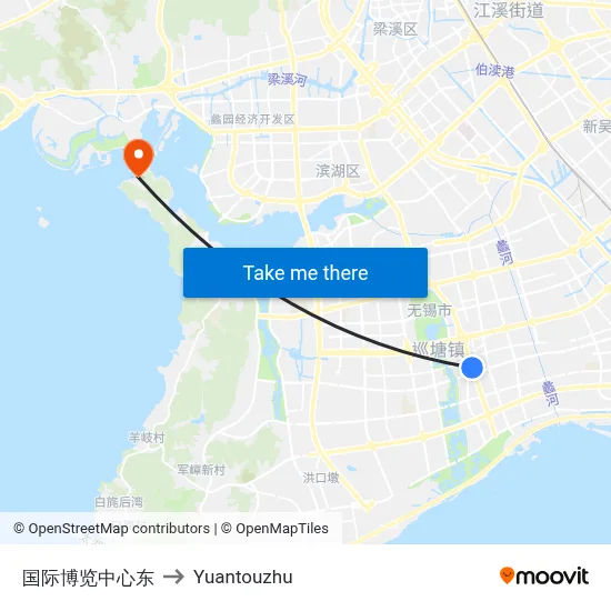 国际博览中心东 to Yuantouzhu map