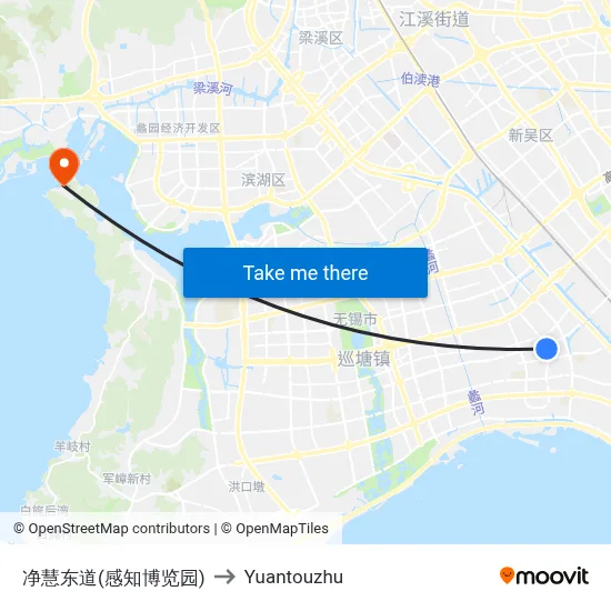 净慧东道(感知博览园) to Yuantouzhu map