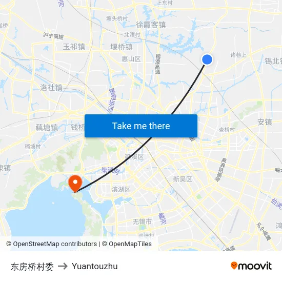 东房桥村委 to Yuantouzhu map