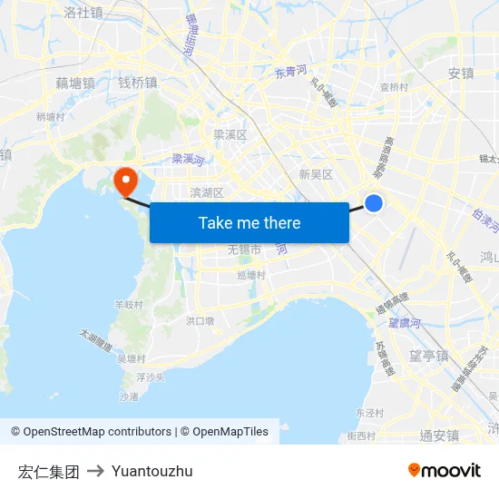 宏仁集团 to Yuantouzhu map